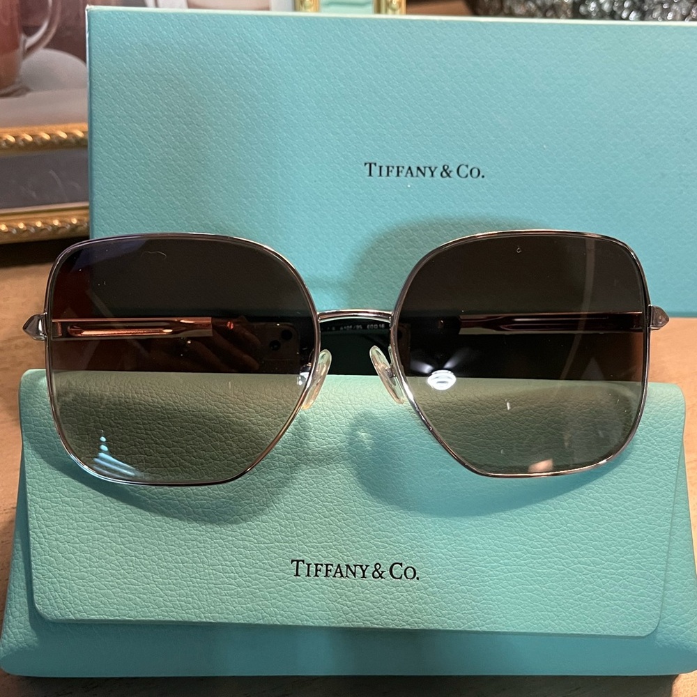 FAB Tiffany & Co. Brown Gradient Square Sunglasses with Silver Frame
